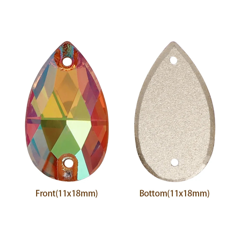 Hot Selling QIYI Brand 55 Colors Multi Size Multi Shape High Quality Flat Back Drop Sew-on Glass Crystal Rhinestones 16 Facets