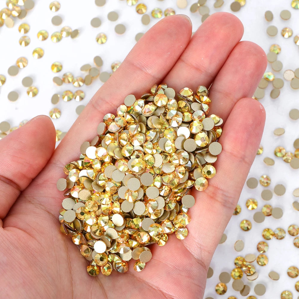 QIYI Wholesale Top Quality Non Hot Fix Strass Nail Stones Flatback Glass Crystal AB Rhinestone