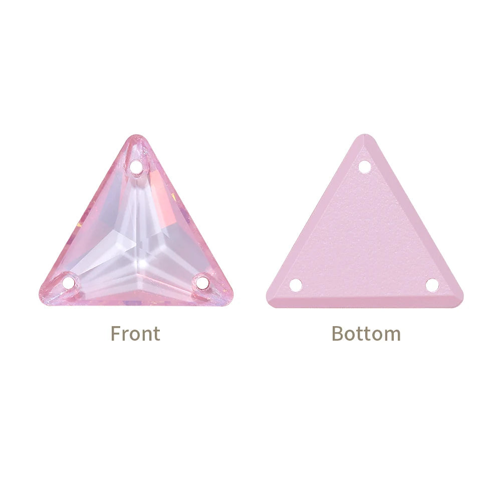 3270 Factory Direct 12mm/16mm/22mm Different Sizes 55+ Colors Top Quality Durable Grade AAAAAA Glass Triangle Sew-on Rhinestone