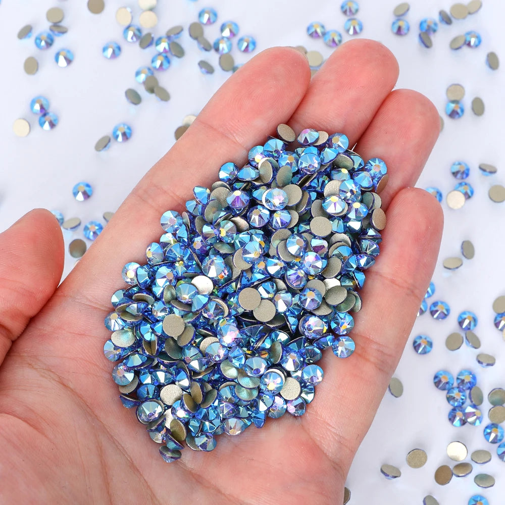 Wholesale 16 Cut Facets Nail Rhinestones Bulk Bling Glitter 2088 Crystal Non-Hotfix Flat Back Glass in Christmas Colors
