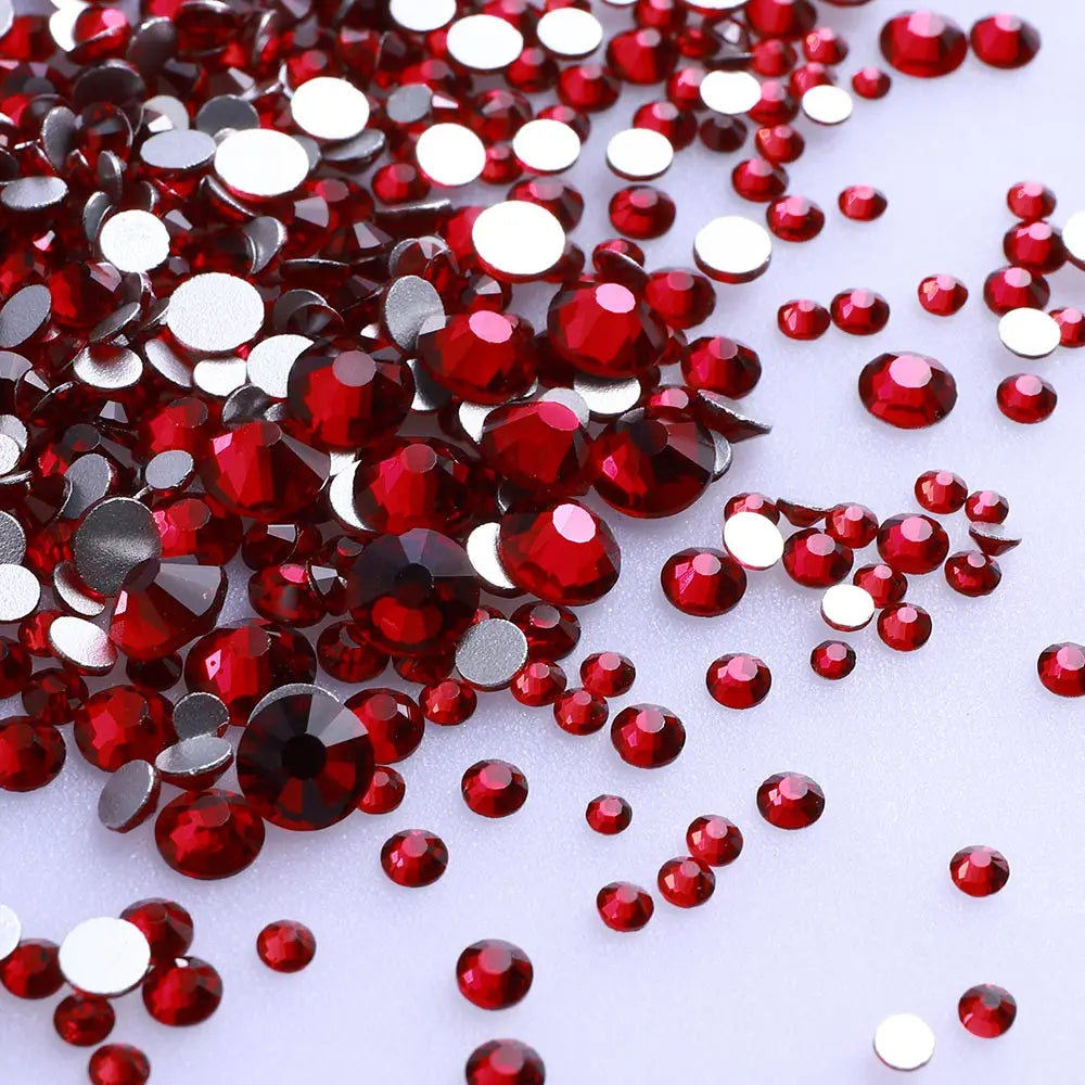 Wholesale Rhinestones 200 Colors 1440pcs  Mix Size Glue on Glass Flat Back Rhinestone Bulk Glass Rhinestone Crystal for Garment