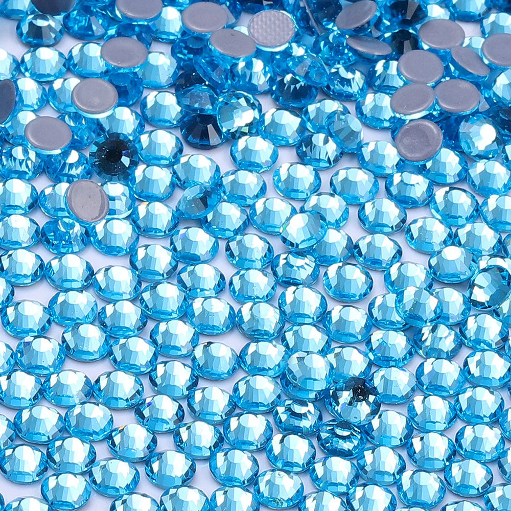 Wholesale 60Colors Hotfix Glass Crystal Rhinestone Flat Back Round Hotfix Crystal Stone Delicate for Clothing Accessories