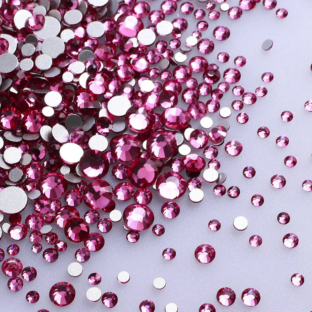 Multi Sizes SS4-SS20 Rhinestones Colorful Non Hot-Fix Round Glitter Crystal Flatback Rhinestone 3D Nail Art Decorations