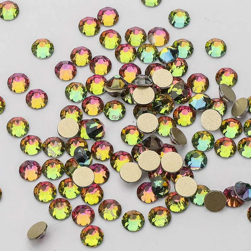 Wholesale Rhinestone 2088 Gold Base Green Volcano Effects Rhinestones High Quality Non Hot Fix Flatback Rhinestone