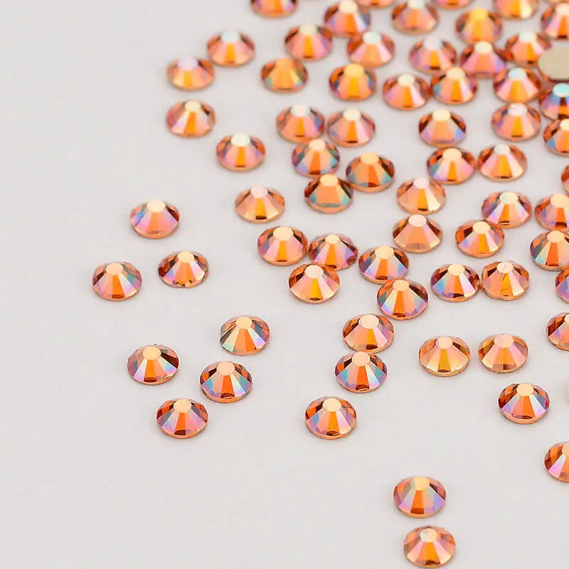 Golden Shadow Crystal Glass Nail Rhinestones Flatback Nail Crystal Stickers Round Glass Strass Diamond Crafts