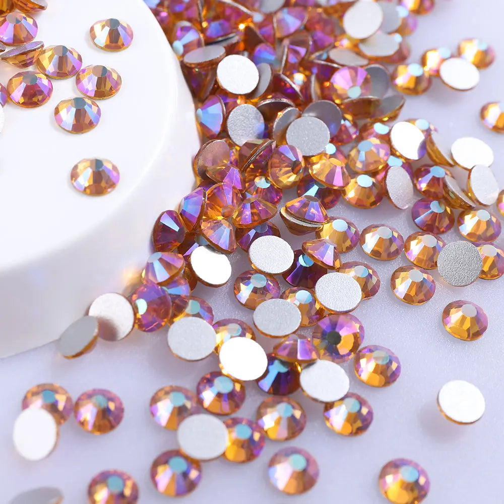 Wholesale High Quality Rhinestone Crystal AB Flat Back Glass Rhinestones Non Hotfix  Nail Art Crystal