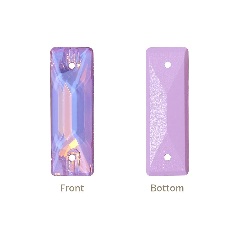 2024 QIYI 14+ Different Colors and Size Long Strip Shape Flat Back Pure Hard Glass Crystal Sew-on Rhinestones for Garment