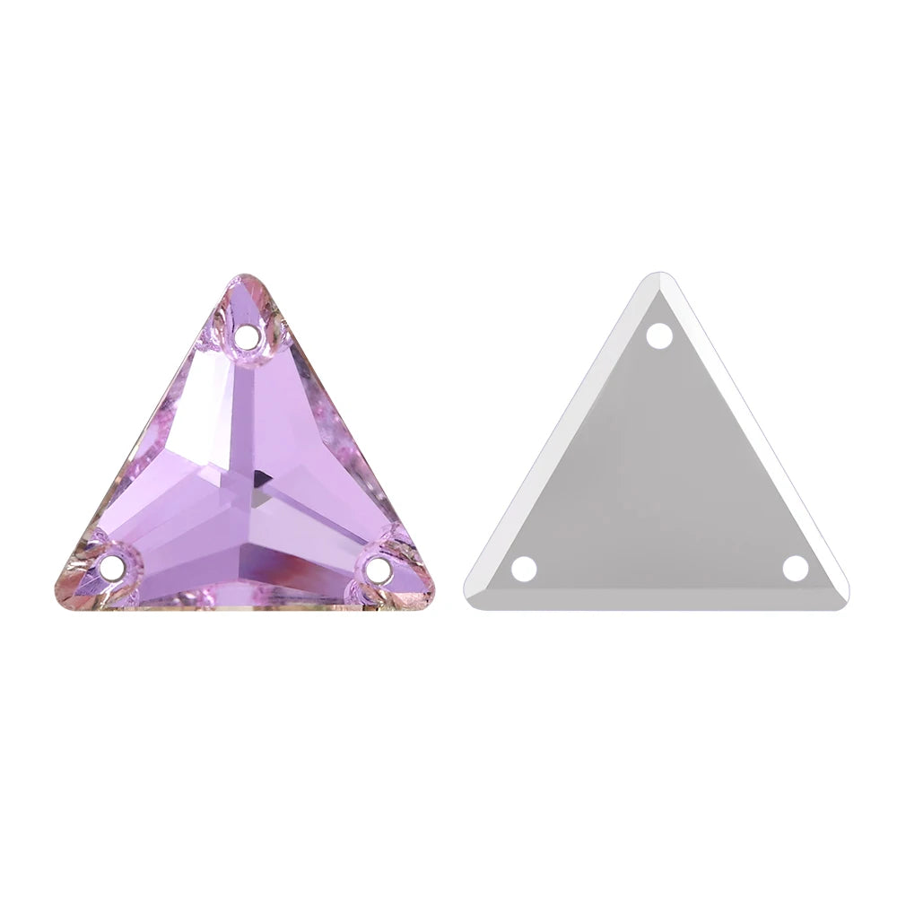 3270 Factory Direct 12mm/16mm/22mm Different Sizes 55+ Colors Top Quality Durable Grade AAAAAA Glass Triangle Sew-on Rhinestone