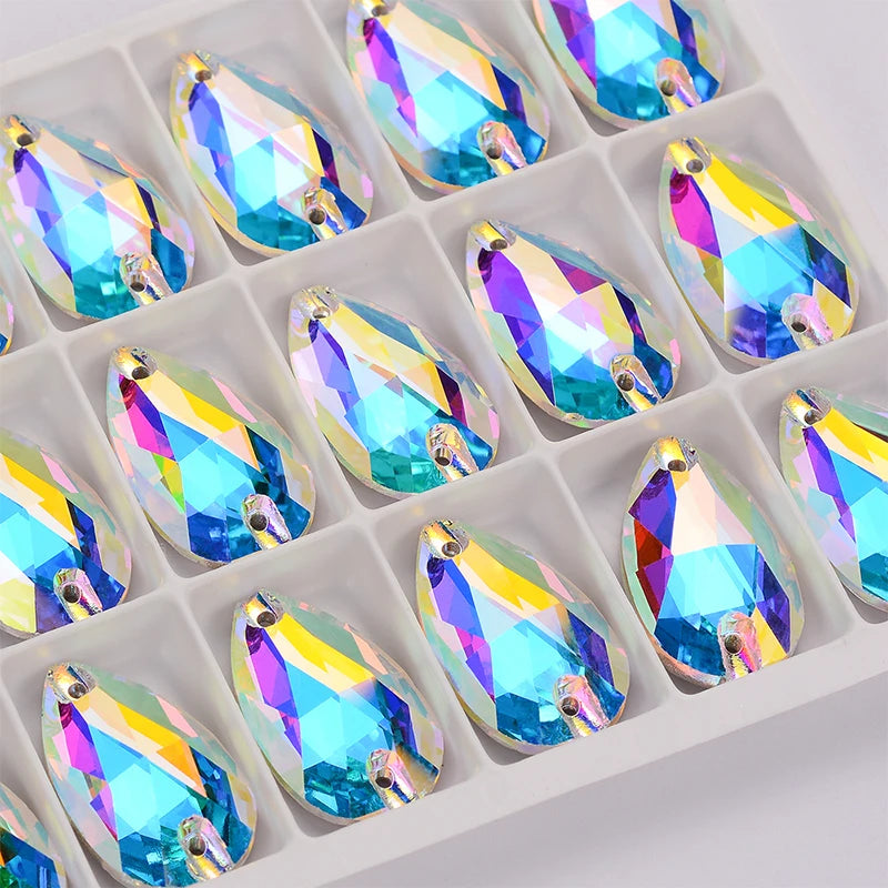Wholesales High Quality Fancy Shapes Crystal Colors Non Hot-fix Sew on Rhinestone for for Garments Decoration