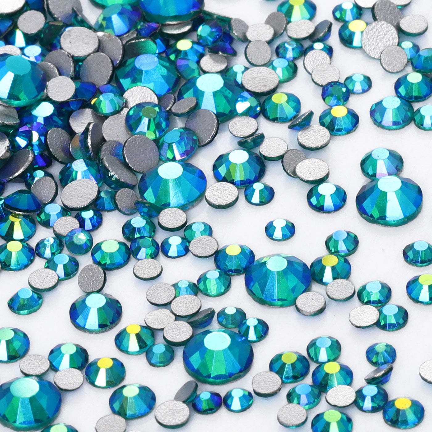 QIYI High Quality Glass Crystal AB Rhinestones  Mixed Size Ss3-ss20  Non Hotfix Flatback Crystal Rhinestones for Clothing Fabric