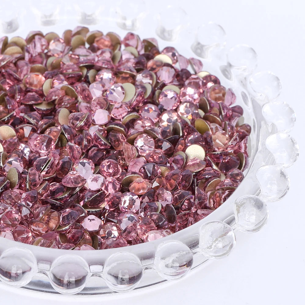 SS10-SS40 Colorful Non Hotfix Rhinestones Golden Base Flat Back Bling Glitter Glass Stones Crystal Strass Diamond for Nail