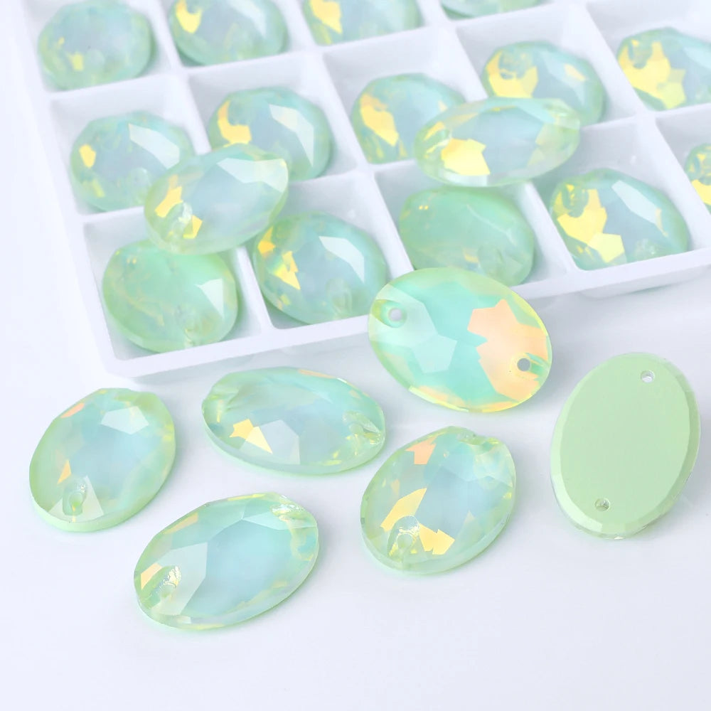 QIYI Oval Crystal Sew-on Rhinestones Flat Back K9 Glass Sew on Stones Garment Beads Clothing Sewing Accessories
