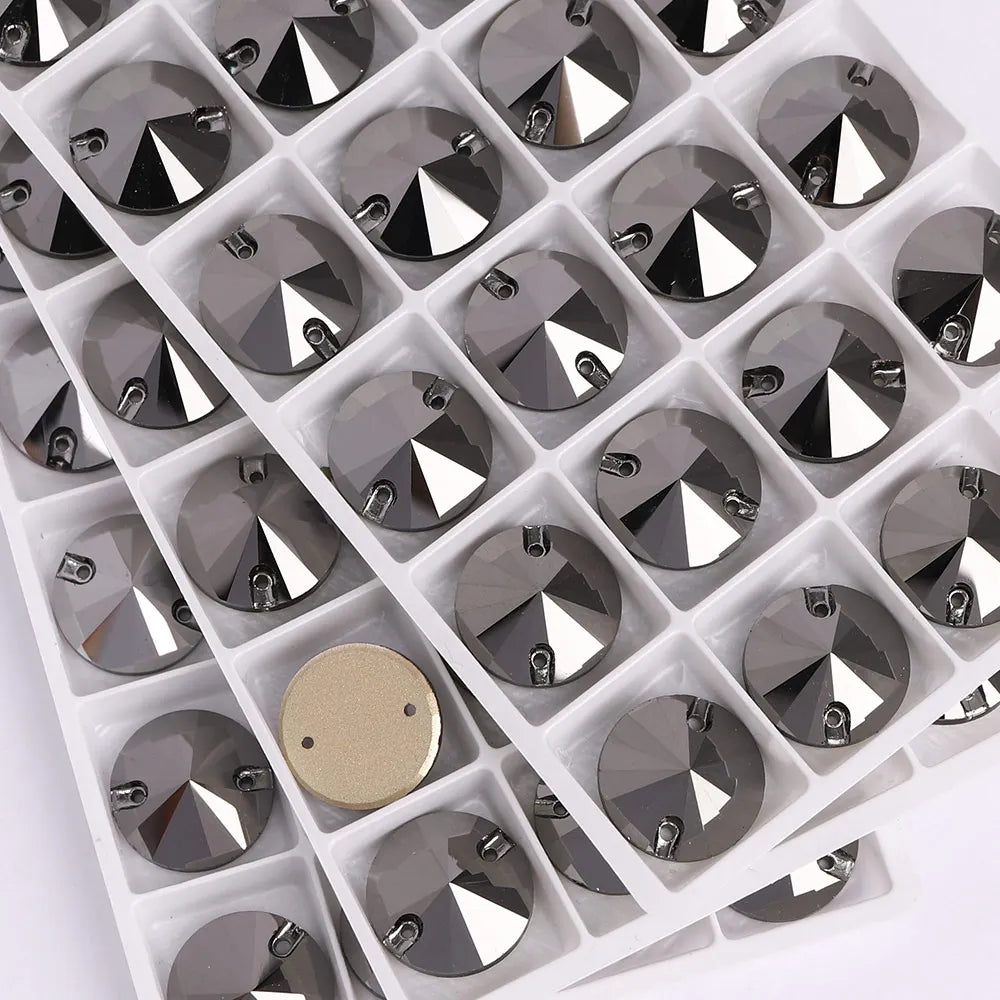 Top Quality Rivoli  80+ Colors Rhinestones Crystal AB Sew-on Rhinestones Glass Gems Clothing Flatback Sewing Stones for Women