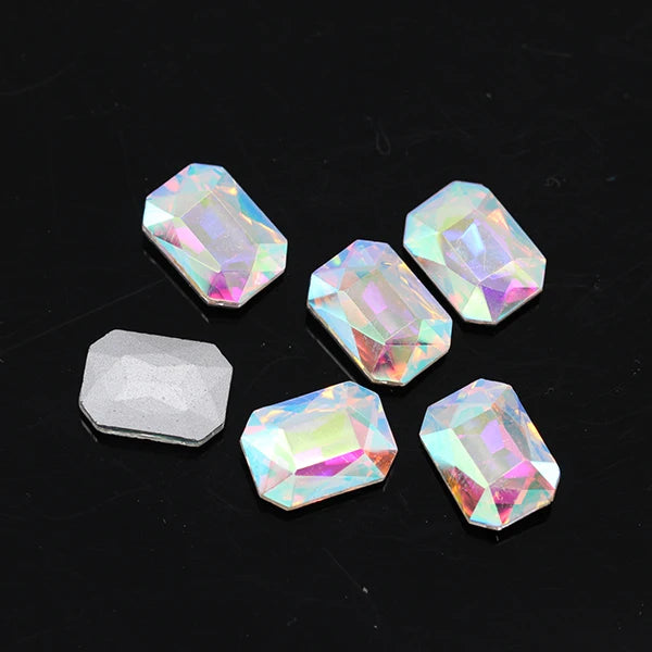 24-colors Rectangle fancy Glass stone pointed back foiled crystal rhinestone Jewels Counter decorations clothes shoes bags Gems