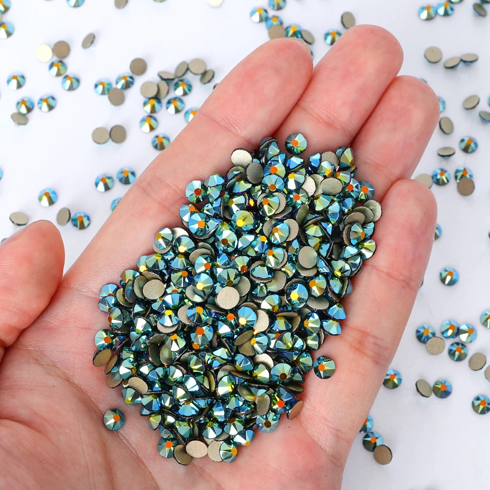 Top Quality 2088 Crystal Glass Rhinestones 16 Cut Facets Round Flatback Diamond Strass AB in Bulk Stones for Cloth Tumbler