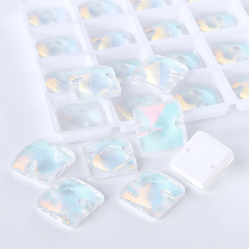 Rivoli Square 15Colors K9 Ready to Ship Glass Sew-on Rhinestone Bling Bling Accessories for Decoration Garments Dress