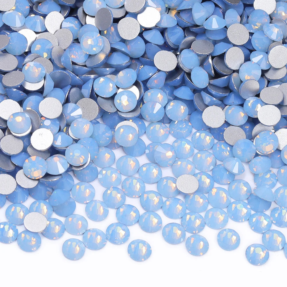 Blue Colors Glass Bling Crystal Wholesale Rhinestone Non Hotfix Flat Back Crystal Glass  for Clothing Accessories