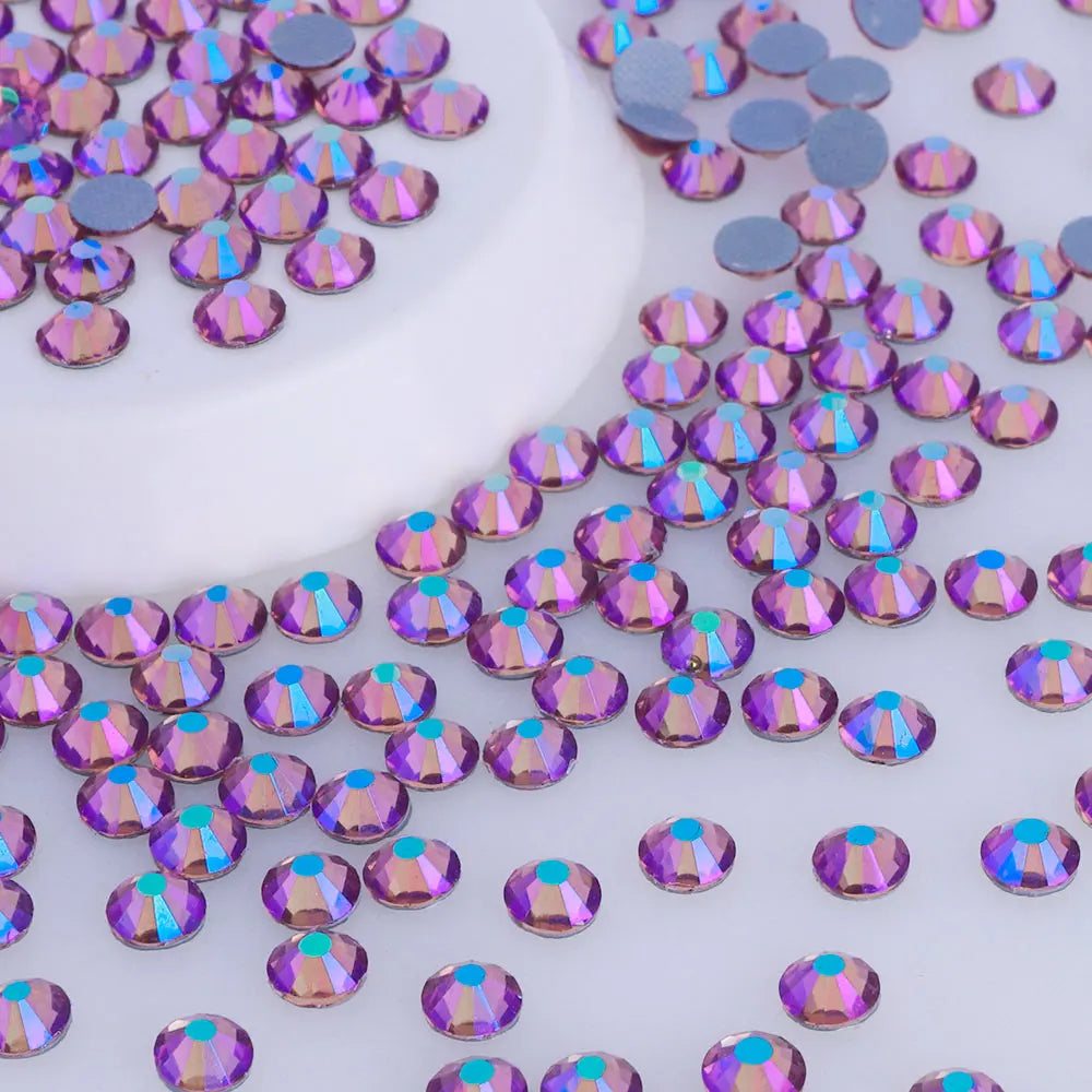 2024 Hot Fix Different Size Small Bag 1440pcs AB Color Bright Shining Clear Glass Crystal Rhinestones for Garment Decoration