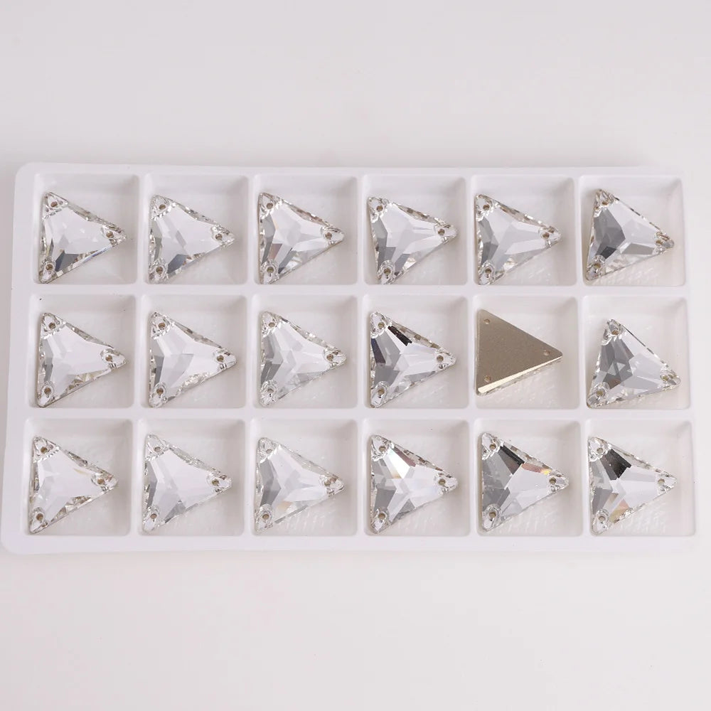 Customizable Triangle Crystal Glass Rhinestones  Sew on Rhinestones Crystal Flatback Sewing Strass for Wedding Dresses Garment