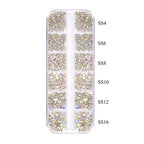 AB 3D Nail Art Rhinestones Wholesale Crystal Suit Rhinestone Bulk Flatback Non Hotfix 12 Grid Box Glass Silver 3 Box Round Shape