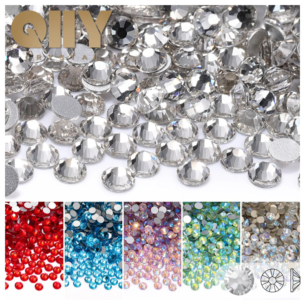 Wholesale Over 200 Colors Non Hotfix Rhinestones SS6-SS30 Glass Crystal Flatback Regular Cut Rhinestones for Shoes and Nails Art