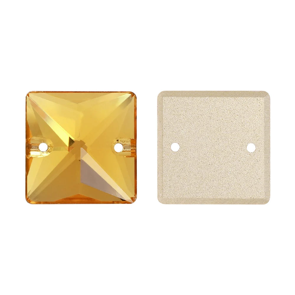 Wholesale Custom Square Sew-on Loose Rhinestones 5A Quality Crystal FlatBack 2 Holes 12 Facets Sewing Bling Decoration
