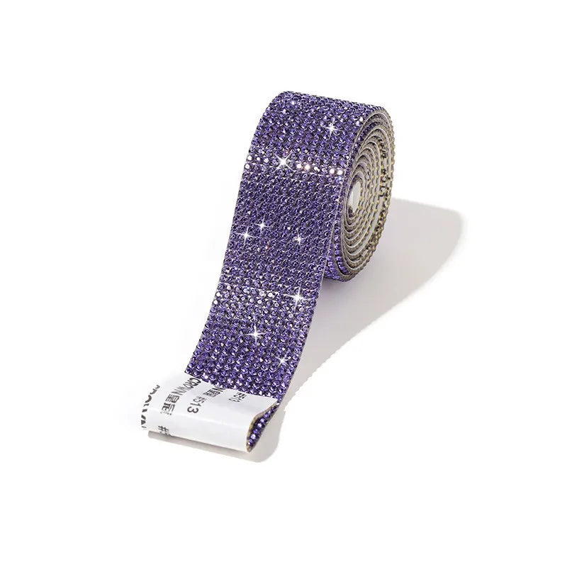 QIYI Wholesale Rhinestone Tape Self Adhesive Rhinestones Trimming Bling Crystal Glass Sheets Roll Wrap Sticker for Tumbler