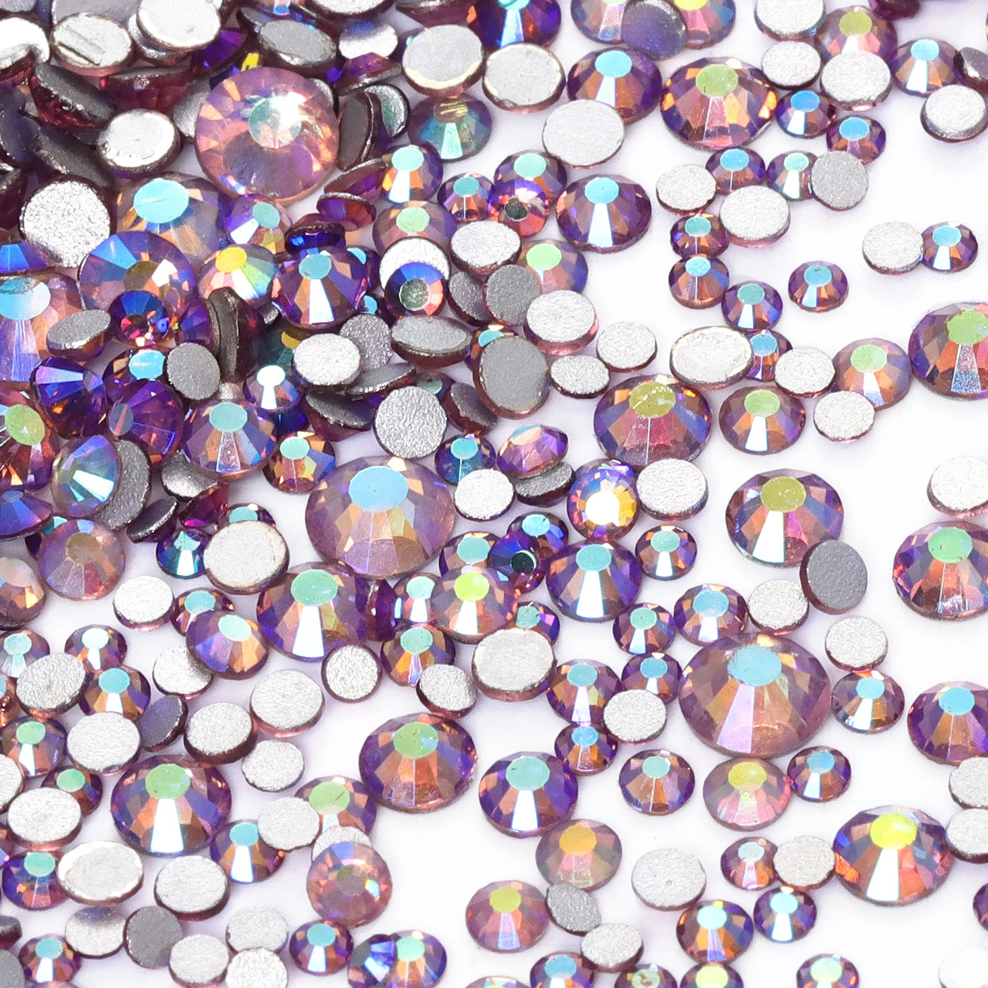 QIYI High Quality Glass Crystal AB Rhinestones  Mixed Size Ss3-ss20  Non Hotfix Flatback Crystal Rhinestones for Clothing Fabric