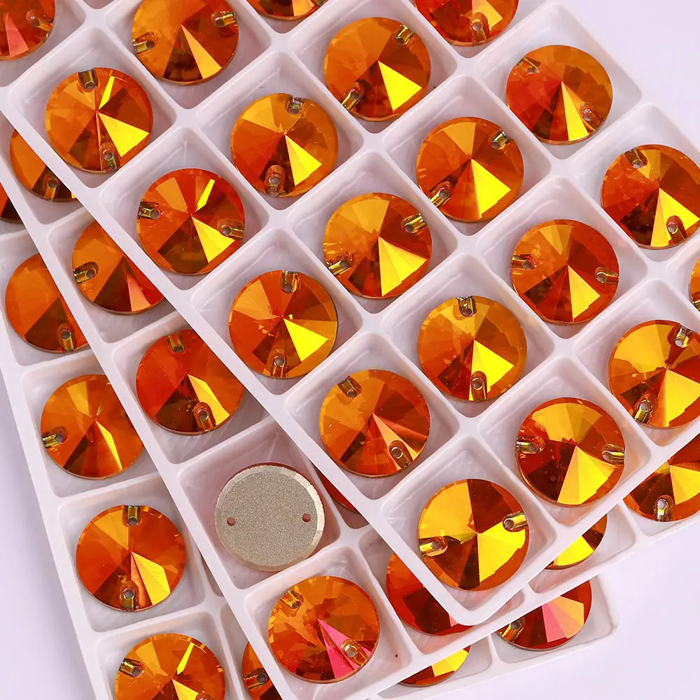 Top Quality Rivoli  80+ Colors Rhinestones Crystal AB Sew-on Rhinestones Glass Gems Clothing Flatback Sewing Stones for Women