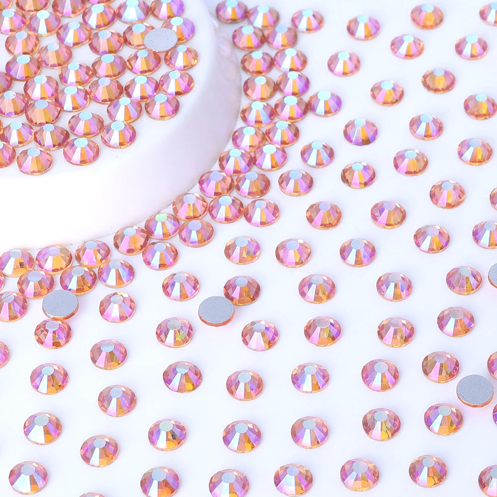 QIYI Wholesale 14400pcs Bulk Package Flatback Rhinestones Glitter Bling Glue on Luminous Rhinestones for Accessories