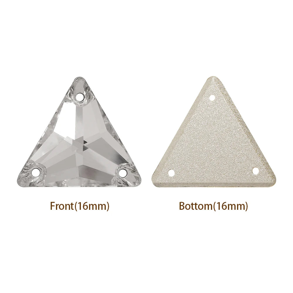Customizable Triangle Crystal Glass Rhinestones  Sew on Rhinestones Crystal Flatback Sewing Strass for Wedding Dresses Garment
