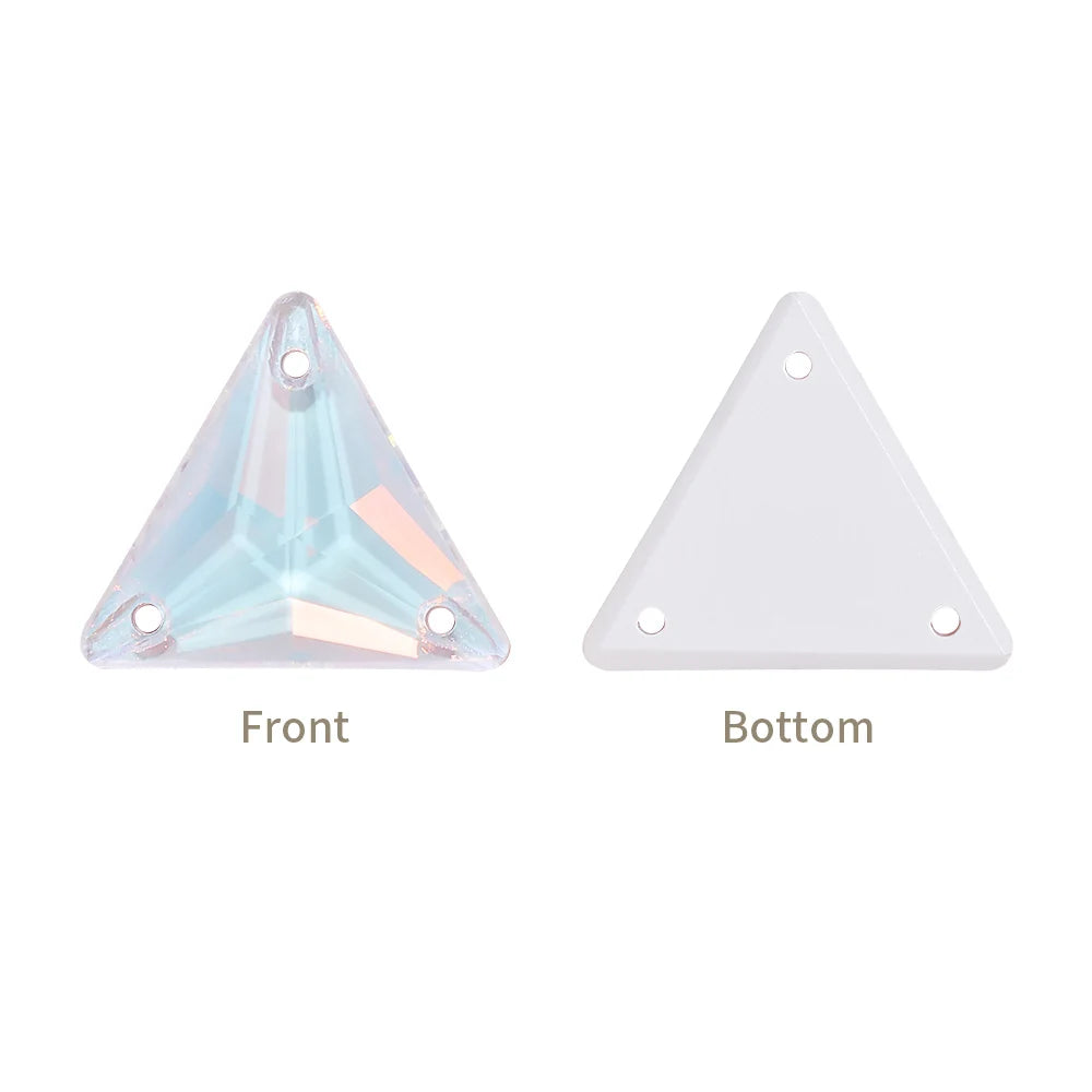 3270 Factory Direct 12mm/16mm/22mm Different Sizes 55+ Colors Top Quality Durable Grade AAAAAA Glass Triangle Sew-on Rhinestone