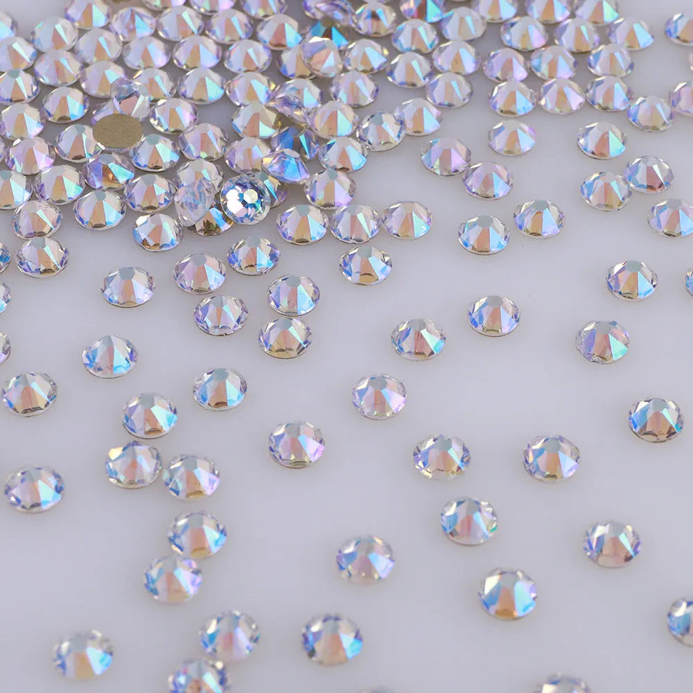 2088 Flatback Non Hotfix Rhinestones Top Quality 8 Big 8 Small 16 Cut Facets Glass Crystal Round Diamond for Wedding Dress