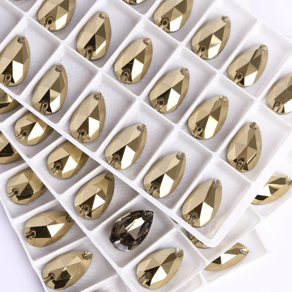 Wholesales Customize New Trend Drop  Shapes Colors Crystal Beads Sewing-On Rhinestones for Jewelry Clothes