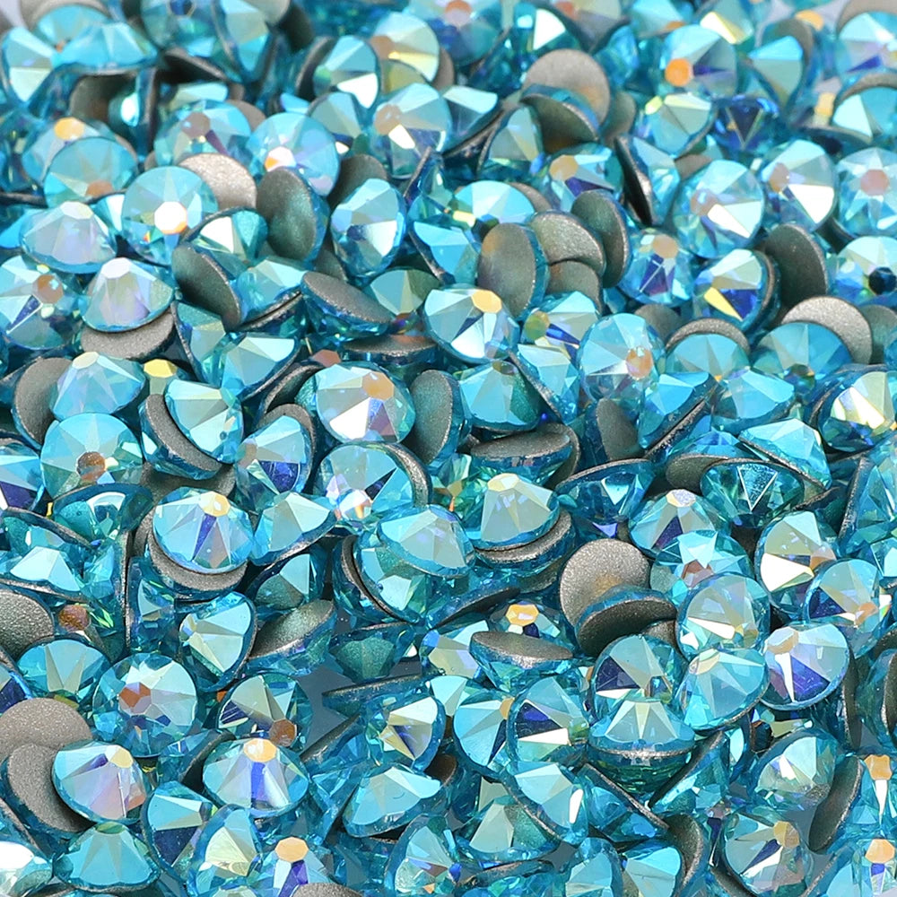 Factory Wholesale Crystal AB Colors 2088 16 Cut Facets Multi and Size Flat Back Golden Bottom High Quality Glass Rhinestones