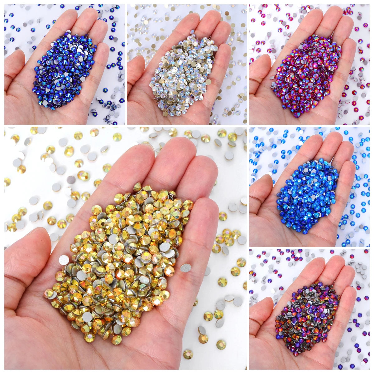 QIYI Wholesale Top Quality Non Hot Fix Strass Nail Stones Flatback Glass Crystal AB Rhinestone