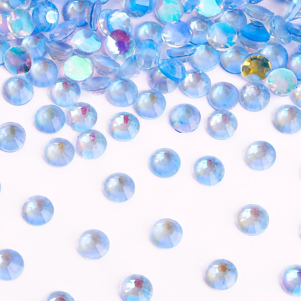 Hot Sale Bling Non Hot Fix Nail Rhinestones Glitter Glass Stones and Crystals for Garment Accessories Rainbow 1 Bag Round Shape