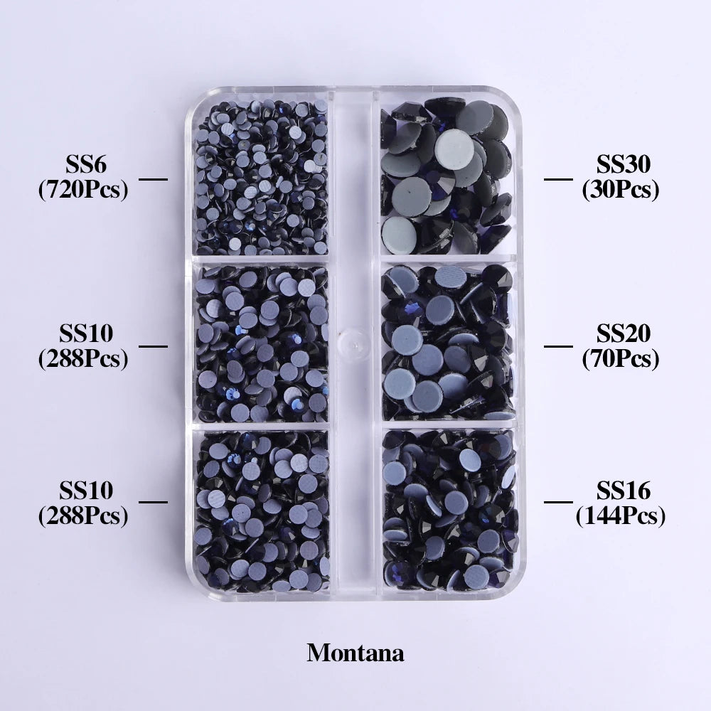 Hot Selling 6 Grid Hotfix Rhinestone Kit Mix Box Nail Charms Crystals Rhinestones Wholesale Stones for Jewellery Making