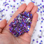 QIYI Wholesale Purple Pink  Brown Over 200 Colors Non Hotfix FlatBack Stone Glass Crystal AB Rhinestones for Tumbler