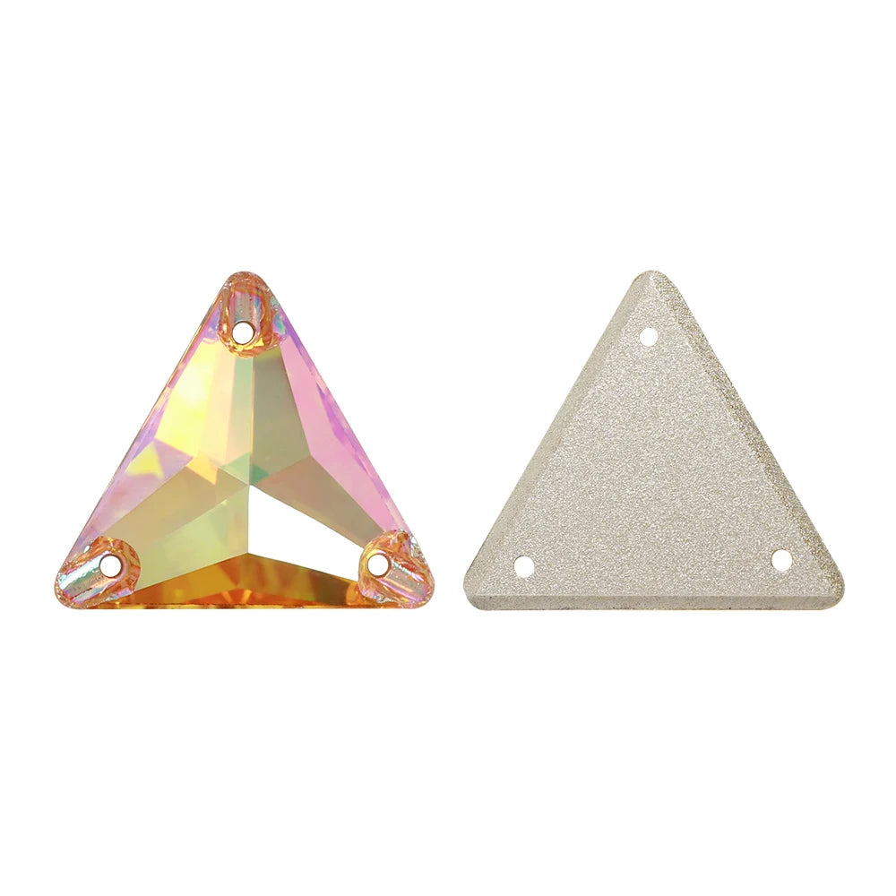 3270 Factory Direct 12mm/16mm/22mm Different Sizes 55+ Colors Top Quality Durable Grade AAAAAA Glass Triangle Sew-on Rhinestone