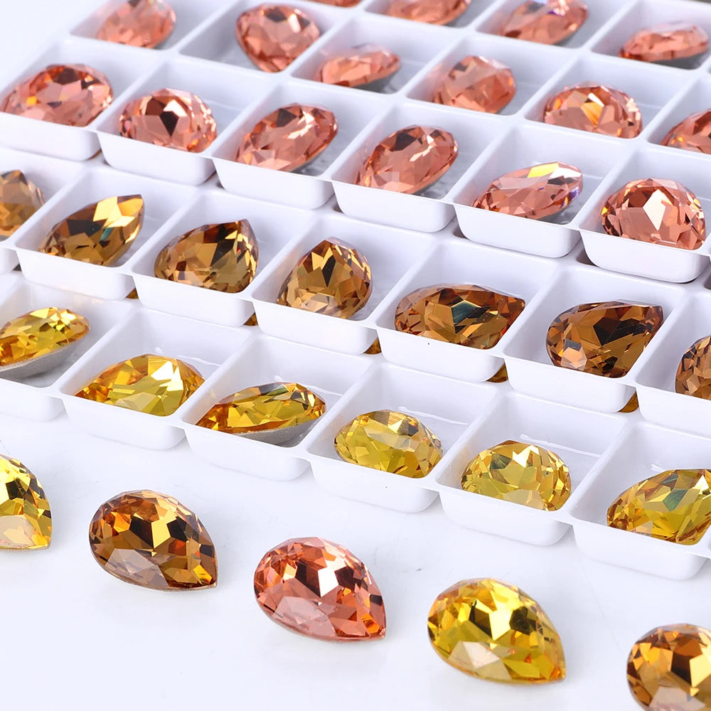 2024 Hot Selling Customer-Favorite K9 Glass Top Quality Crystal Point Back Drop Shape Rhinestones for Clothing Accessories