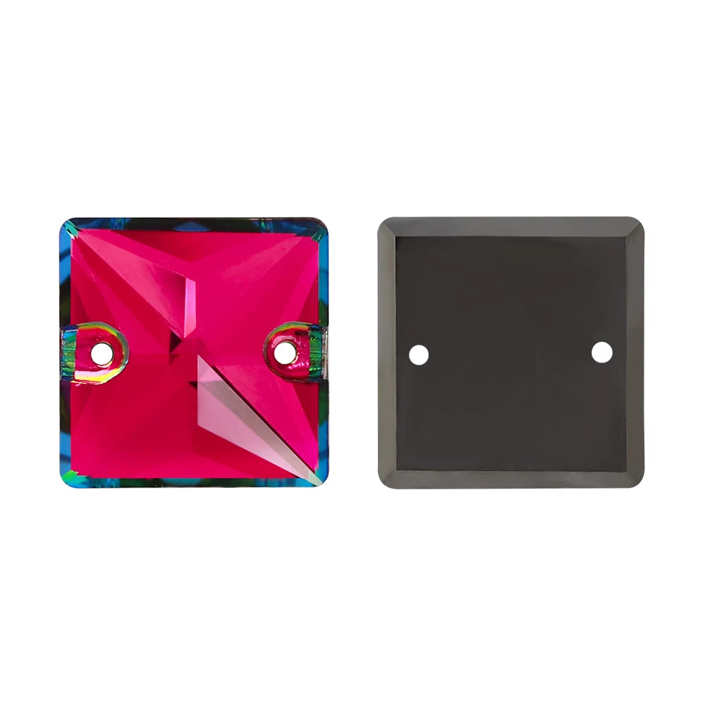 Wholesale Custom Square Sew-on Loose Rhinestones 5A Quality Crystal FlatBack 2 Holes 12 Facets Sewing Bling Decoration