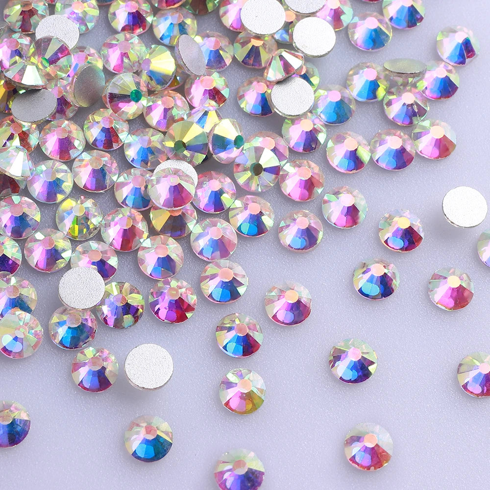 Crystal AB Rhinestones 14400PCS Glass Non Hotfix Flatback Rhinestone Bulk for Nail Art Garment