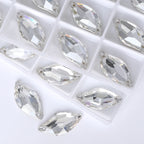QIYI Innovative Design Diamond Leaf Shape High Quality Grade AAAAAA Clear Hard Pure Glass Loose Flat Back Sew-on Rhinestones 9
