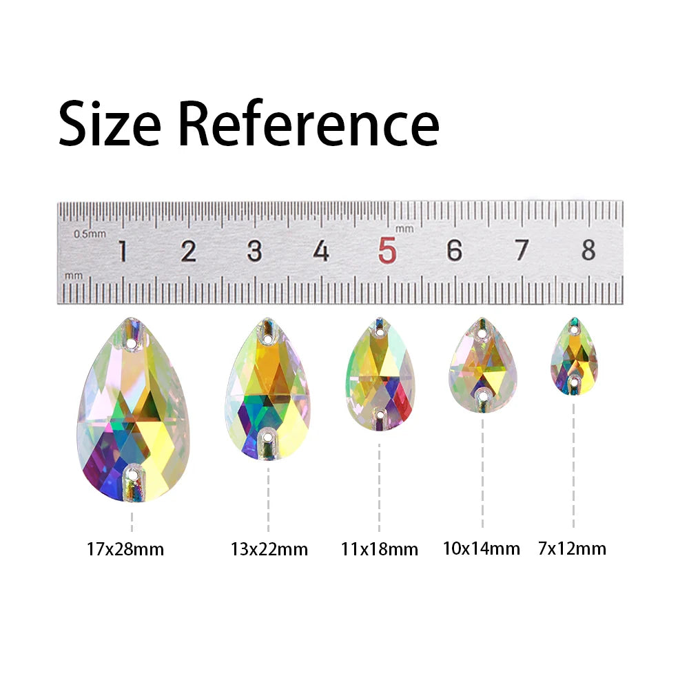 High Quality Hand-Sew on DIY Drill Drop-Shaped  Glass Crystal Rhinestone Sew-On  Setting for Shoes & Dresses for Fashion