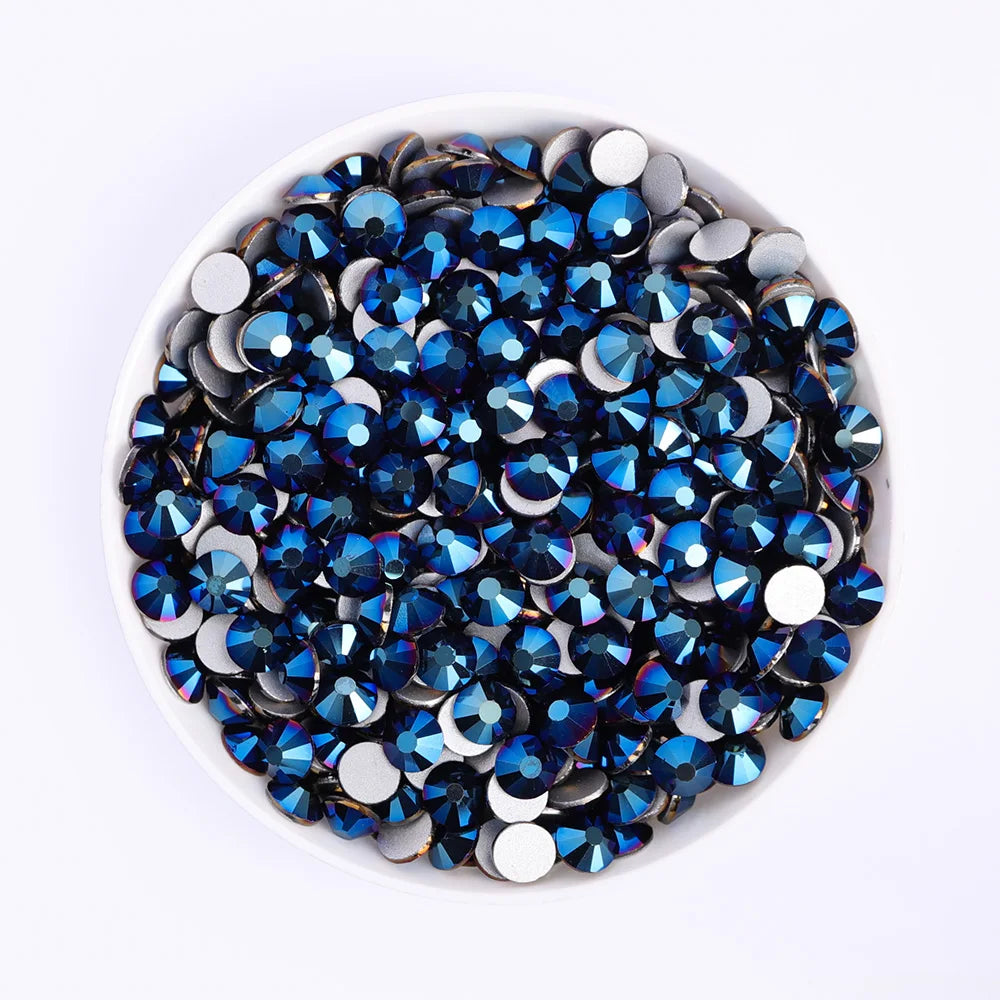 Metallic Colors 22 Kinds Mineral Colors Fuchsia Rhinestone Non Hotfix Flat Back Crystal Glass  for Decorative Perfume Crafts