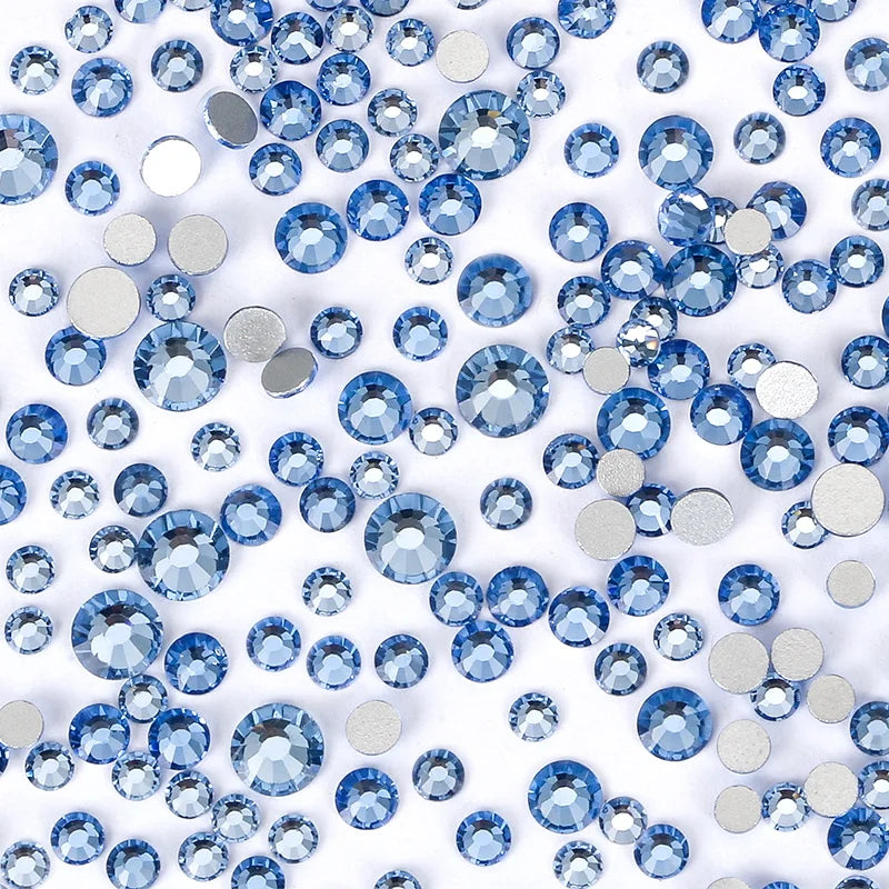 Multi Sizes SS4-SS20 Rhinestones Colorful Non Hot-Fix Round Glitter Crystal Flatback Rhinestone 3D Nail Art Decorations