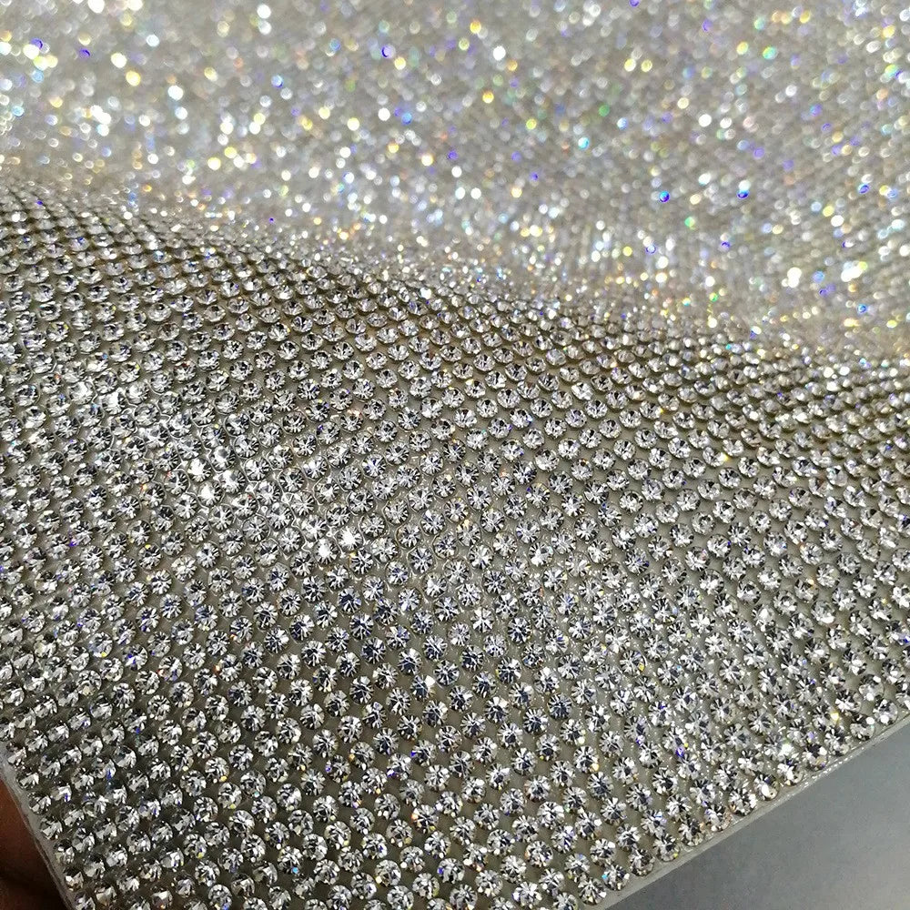Fast Delivery  Crystal Glass 40*24cm Self-Adhesive Crystal Rhinestone Sticker Sheet With Gum Diamond Ribbon for Decoration