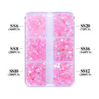 QIYI High Quality 1440pcs Aurora Mixed 6 Grid Box Glass Crystal Diamond Nail Art Decoration Glitters Stone for Nail Charms