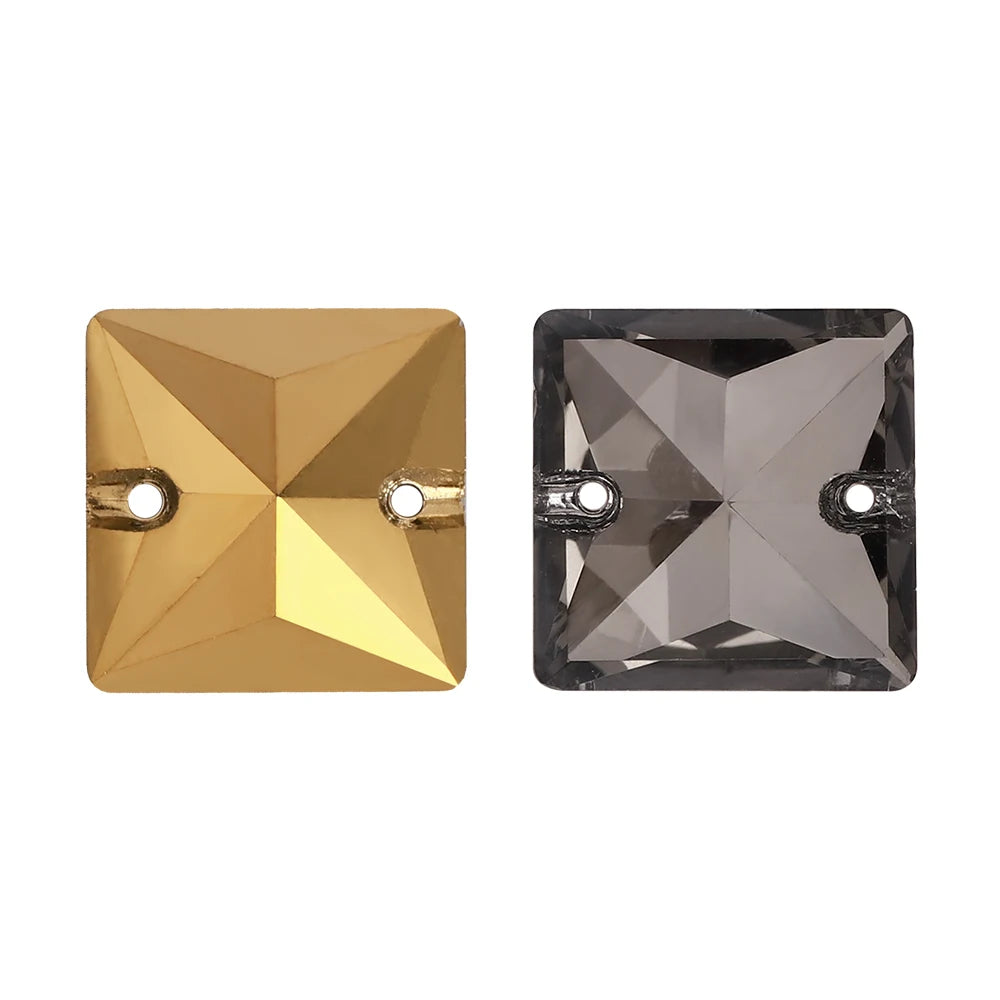 Wholesale Custom Square Sew-on Loose Rhinestones 5A Quality Crystal FlatBack 2 Holes 12 Facets Sewing Bling Decoration